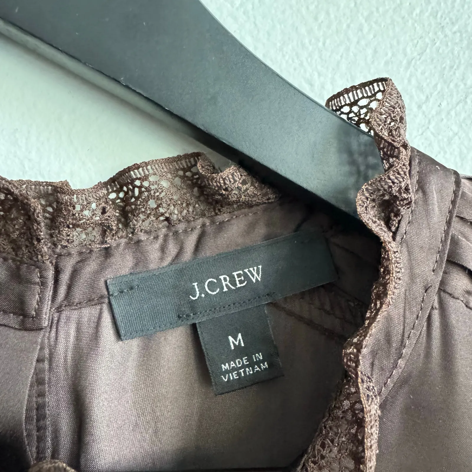 J. Crew Ruffle Neck Drapey Blouse in Brown Size Medium - Image 4