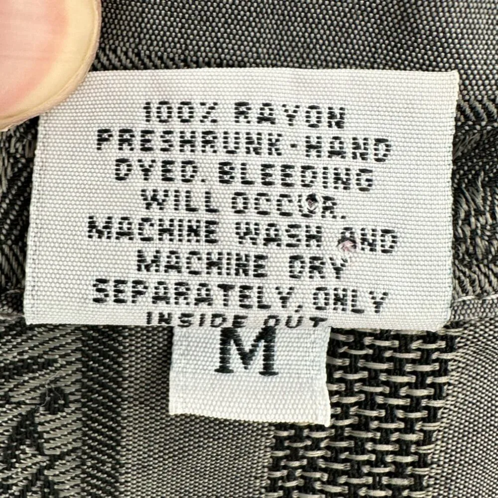 CP Shades | Medium | RARE 100% Rayon Gray Striped 3/4 Sleeve Button Down Shirt - Image 8