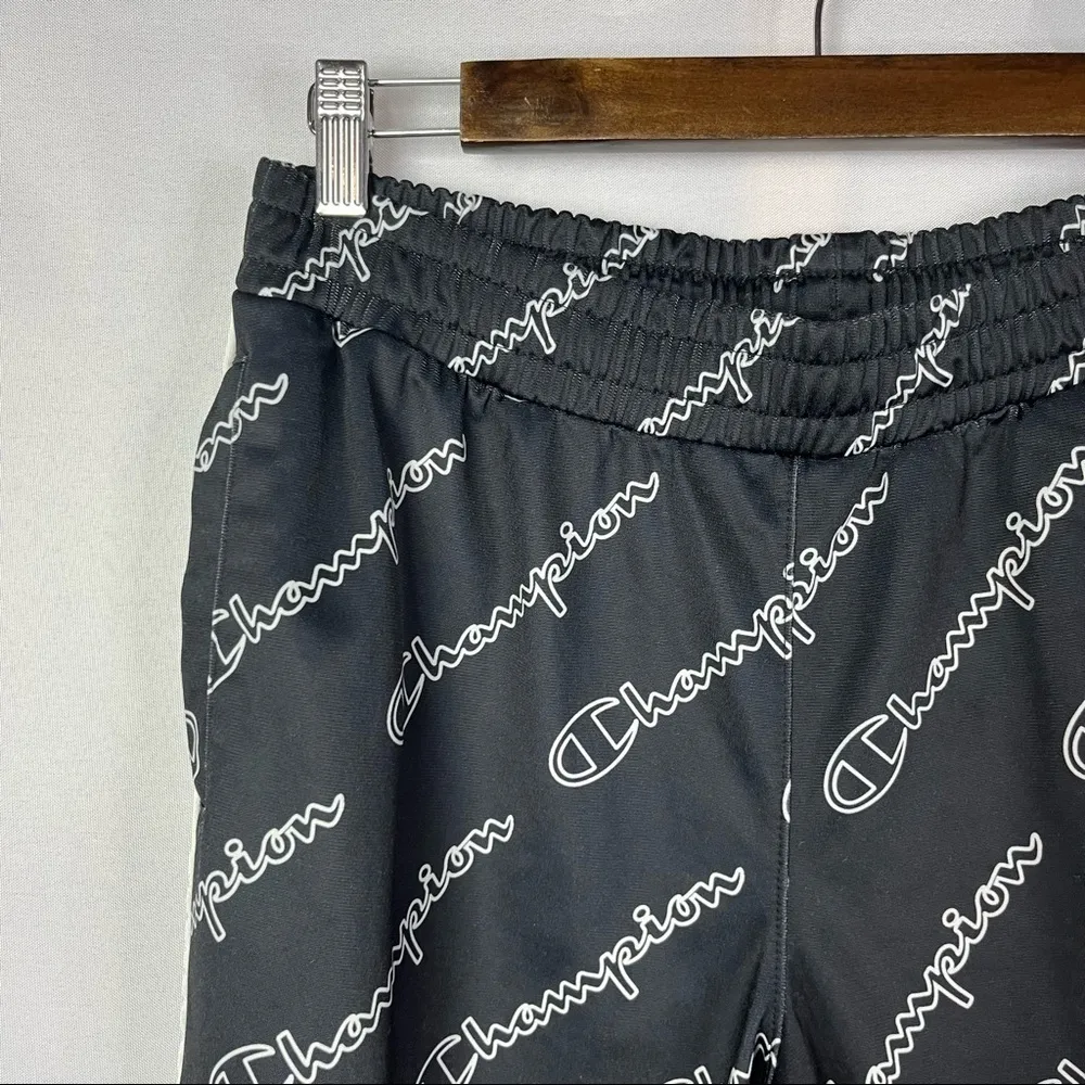 Champion Black & White Logo Printed Track Pants M - Image 4