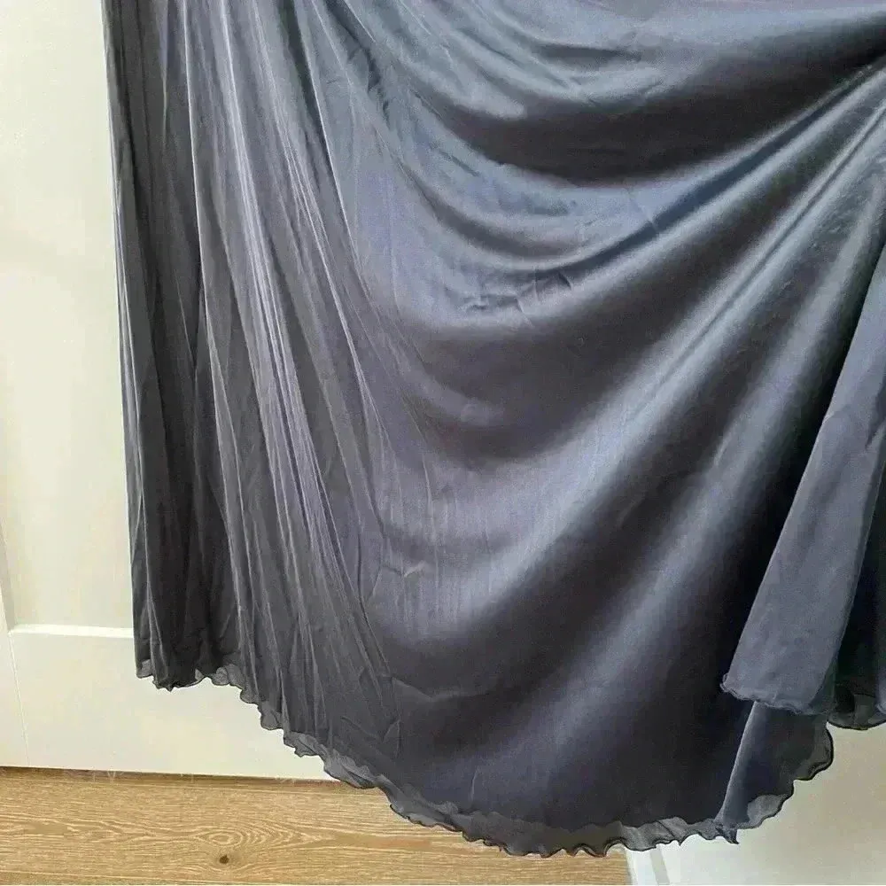 OLGA VINTAGE NIGHTGOWN Black Maxi Full Sweep Glam Goth Slip Sexy Dress Size S - Image 4