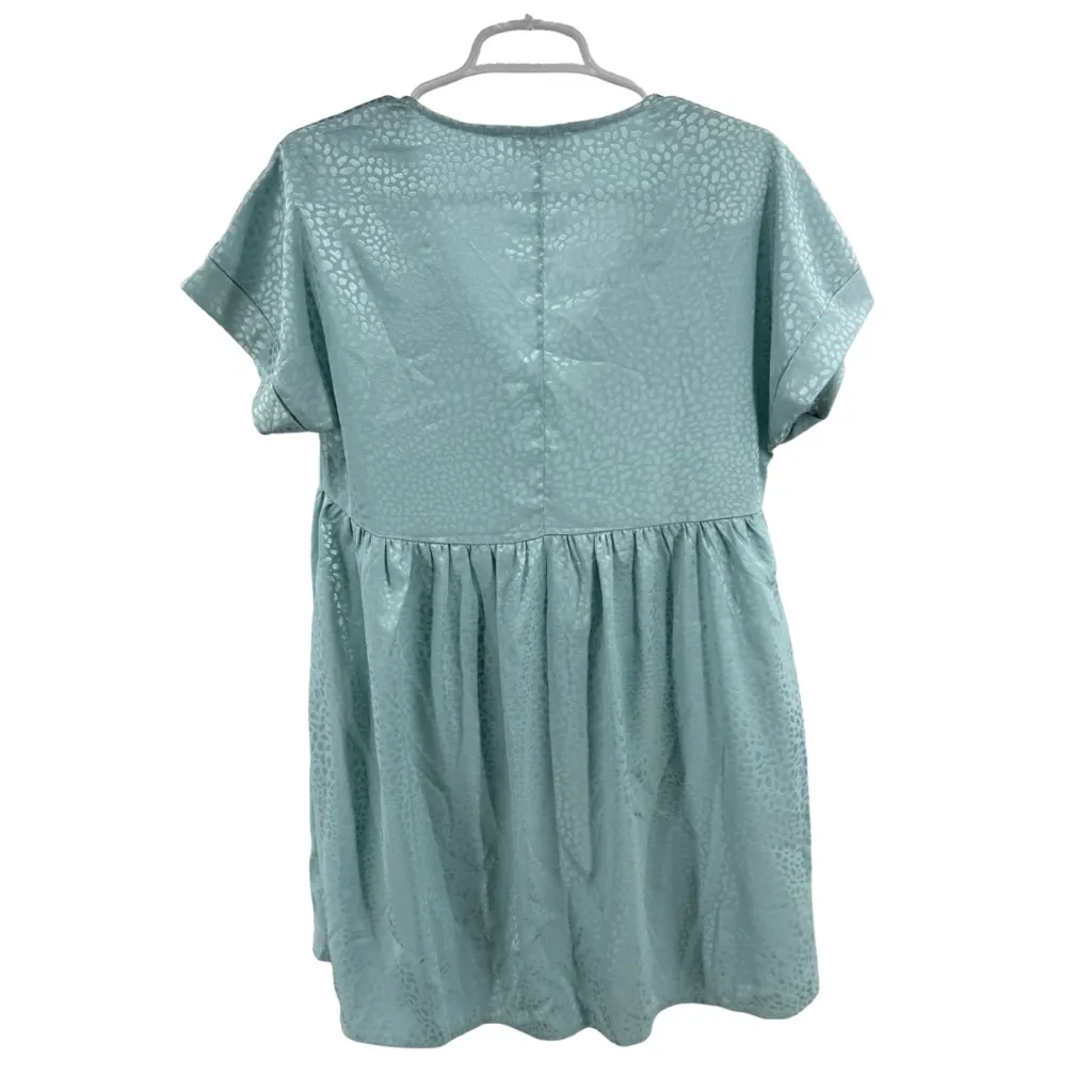 Entro Light Blue Textured Mini Dress babydoll S animal print shiny monochromatic - Image 2