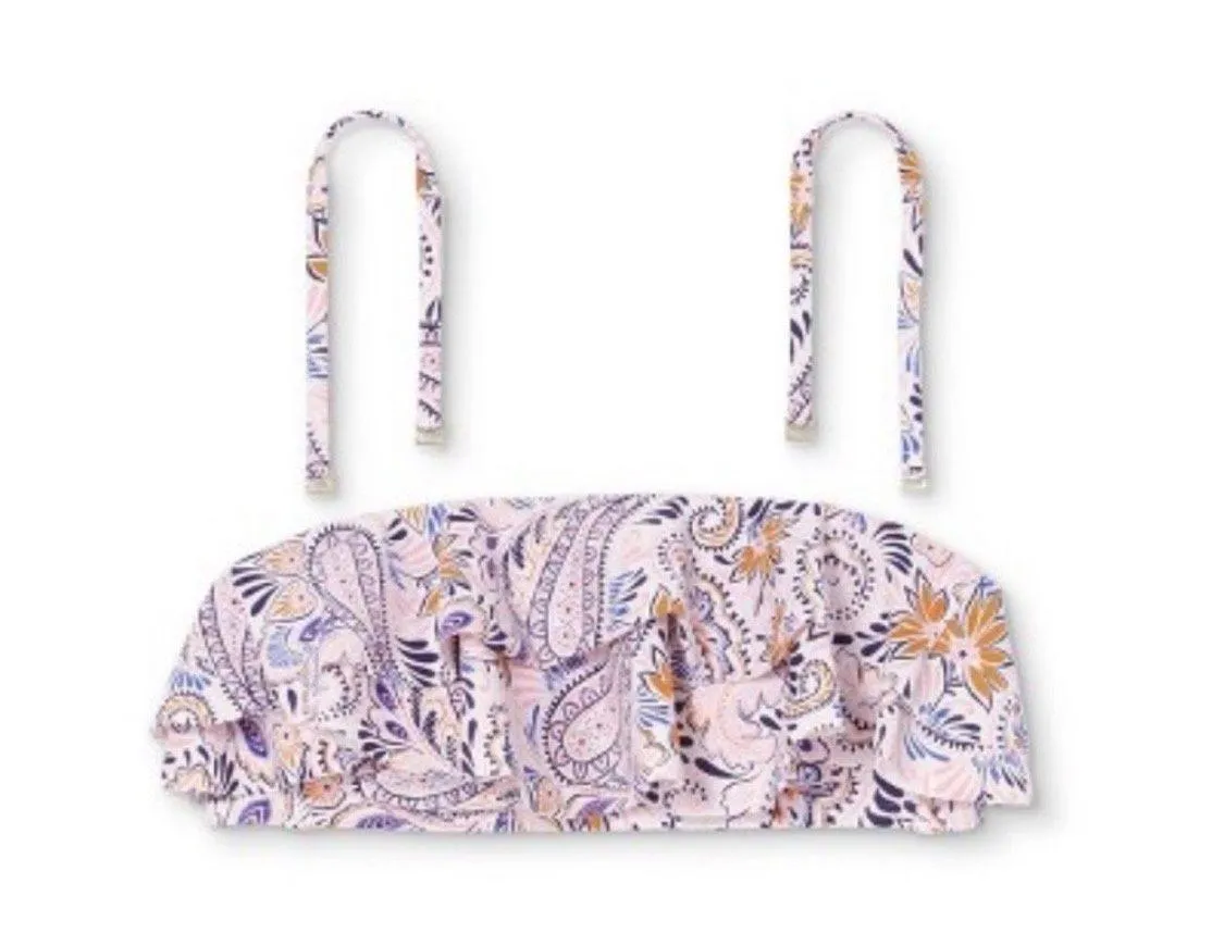 Womens Double Ruffle Bandeau Bikini Set Paisley Multicolor - - Image 6