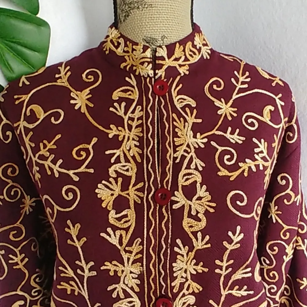 Eziba India Wool Embroidered Jacket Blazer Size L - Image 3