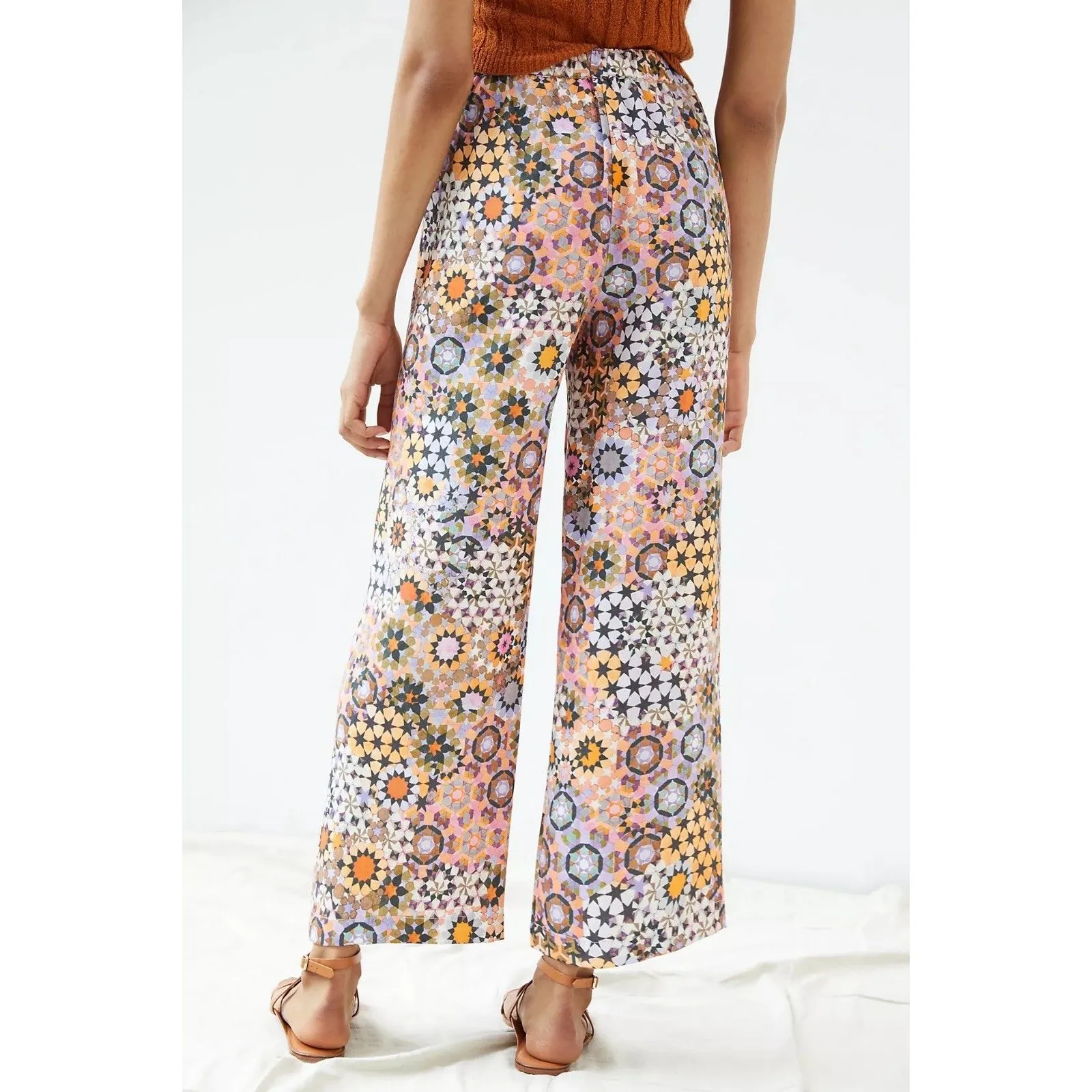 Anthropologie Geometric Kaleidoscope High Rise Straight Leg Pants Womens 6 - Image 2