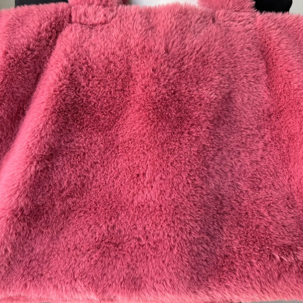Anthropologie Faux Fur Soft Fluffy Rose Pink Bag Tote - Image 10