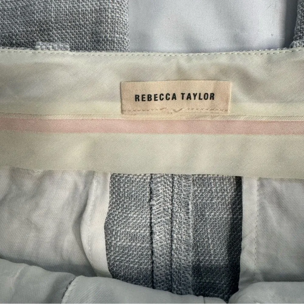 Rebecca Taylor Size 6? Dove Grey Slub Straight Cotton Blend Cropped Pant Office - Image 5