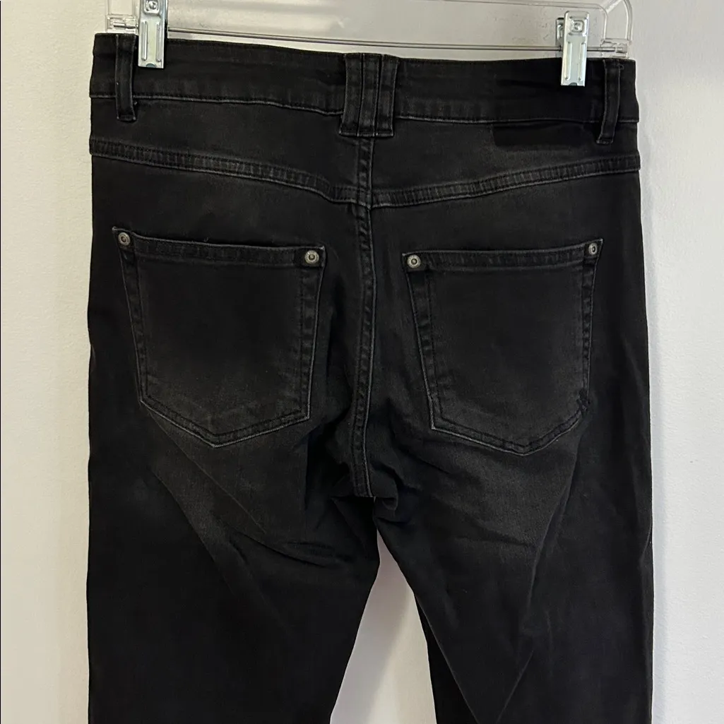 Anine Bing Washed Black Button Fly Release Hem Jeans - Image 5