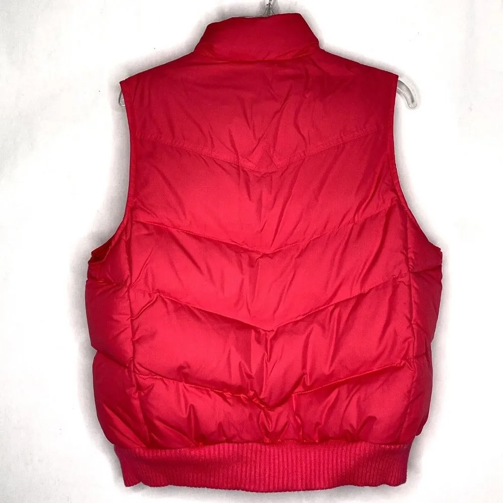 GAP Womens Large Pink Puffer Vest Full Zip Pockets Big Snap Cinched Waist - Image 6