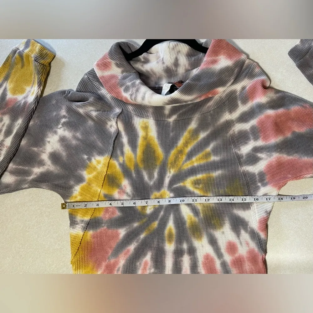 Anthropologie Pilcro Angie Women Cowl Neck Waffle Knit Tie Dye Sweatshirt Size S - Image 13