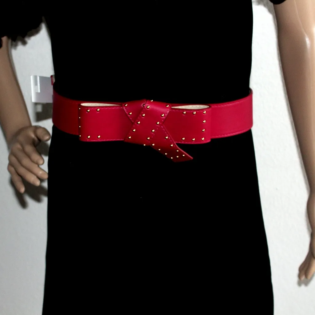 BCBGeneration NWT BCBGenration Wide Studded Bow Belt Red - Image 10