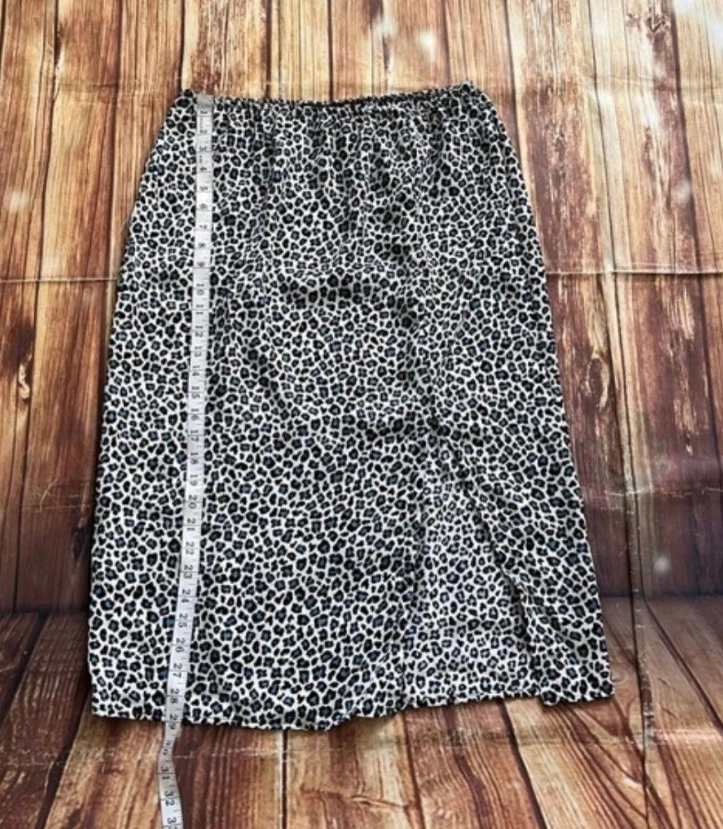 Women's Leopard Print Cheetah Midi Skirt Blue Size Large - Image 5