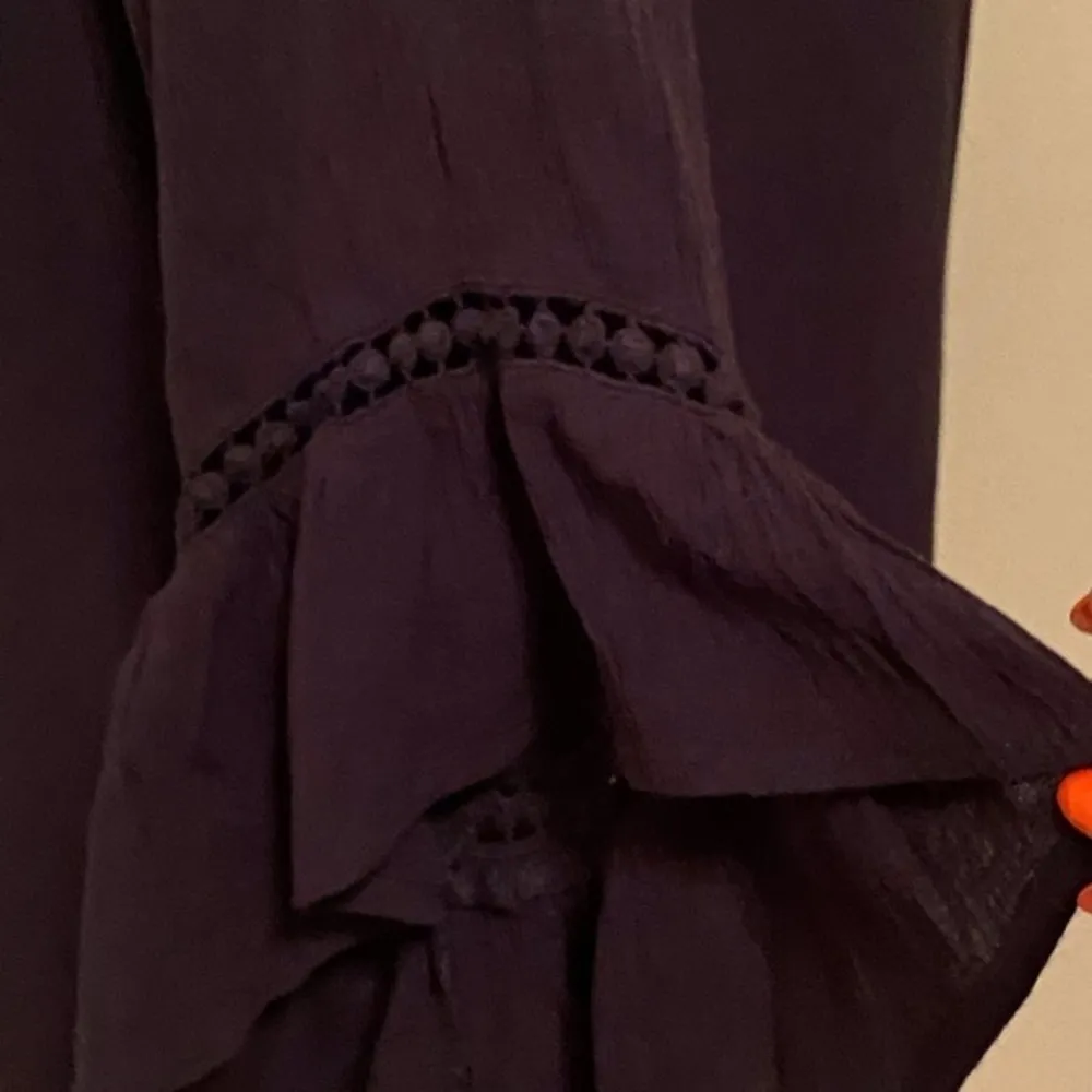 2 for $10 Women’s Studio 3/4 Sleeve Solid Gauze Top with Crochet Neck Black Size L - Image 3