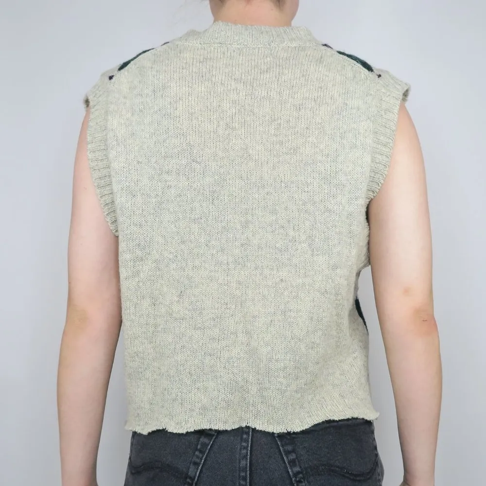 Vintage 90s ParFour Argyle Cropped Golf Sweater Vest Size M - Image 6