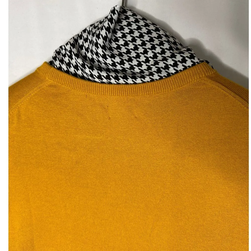 NWT J. Crew Re Imagined Mustard crewneck sweater Houndstooth scarf size medium - Image 10