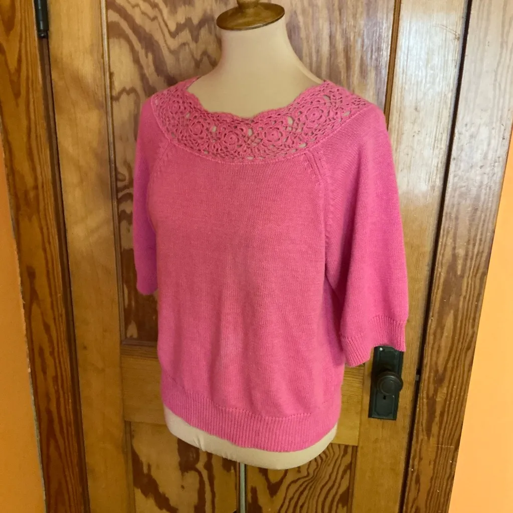 Vintage 80s hot pink sweater Size M - Image 8