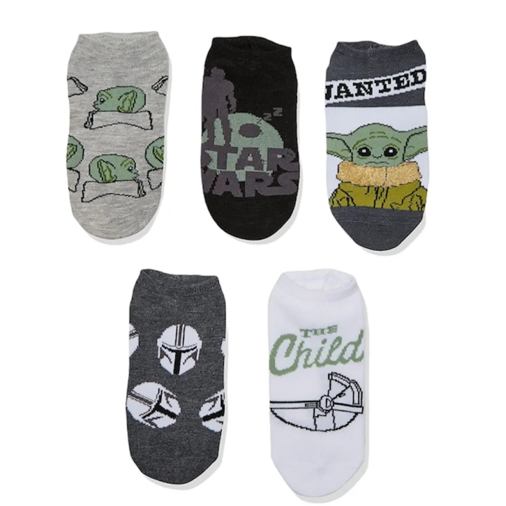 Star Wars The Mandalorian Baby Yoda No Show Socks, 5 Pairs - Image 7