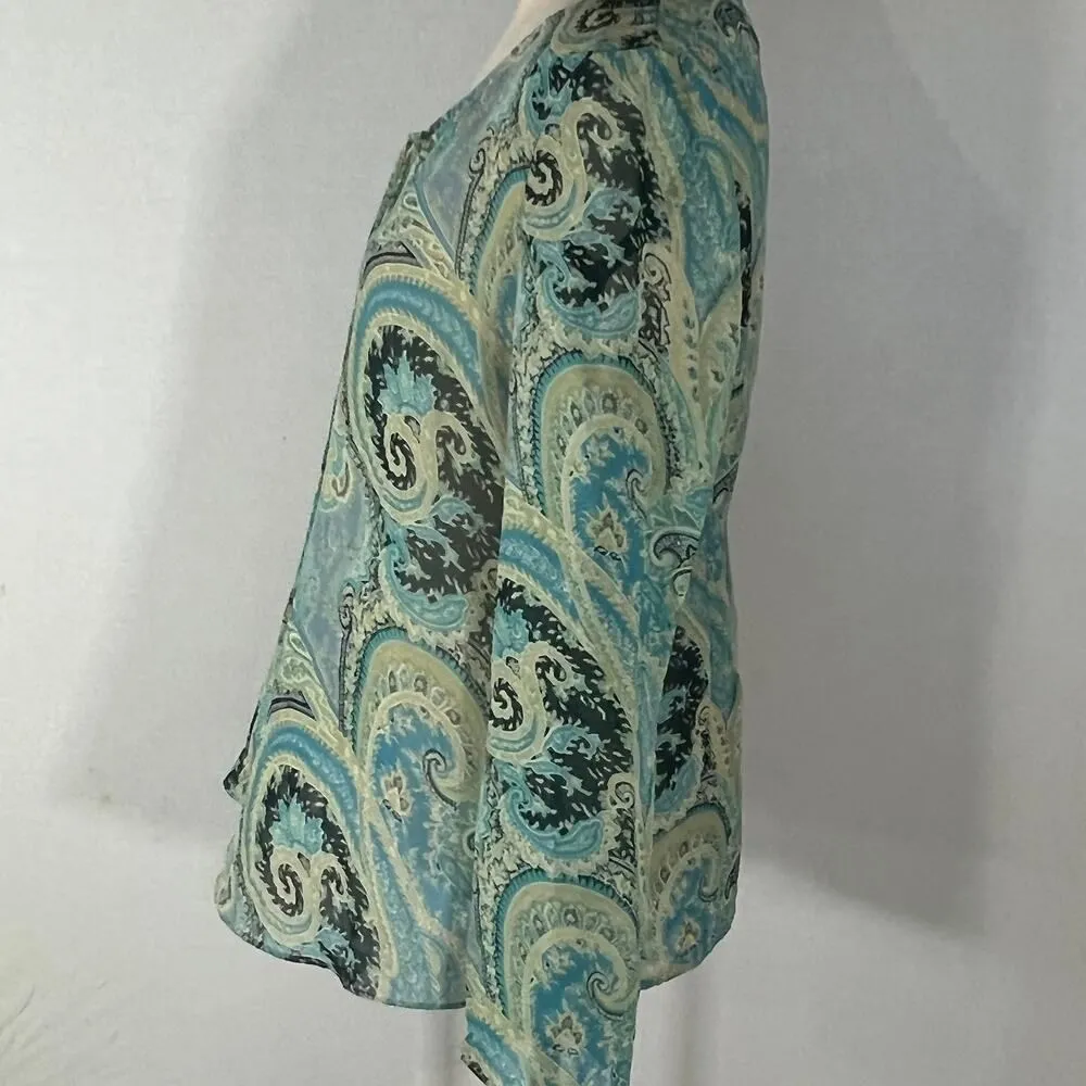 Motherhood Maternity Chiffon Tunic Blouse Green Paisley Print Women's Size Med - Image 4