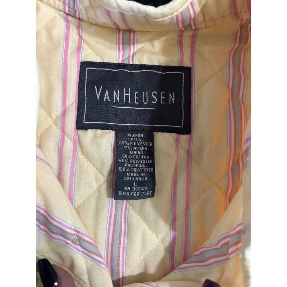 Van Heusen Soft Yellow Quilted Vest Jacket Button Up Pockets Size Large‎ - Image 5
