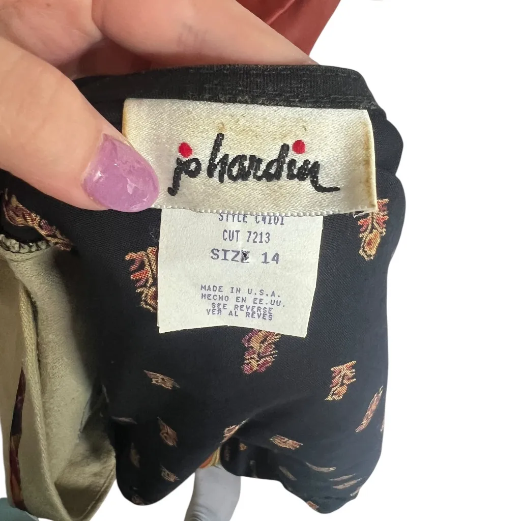 Vintage 90's Boho Patchwork Vest Size 14 Western Tan - Image 2