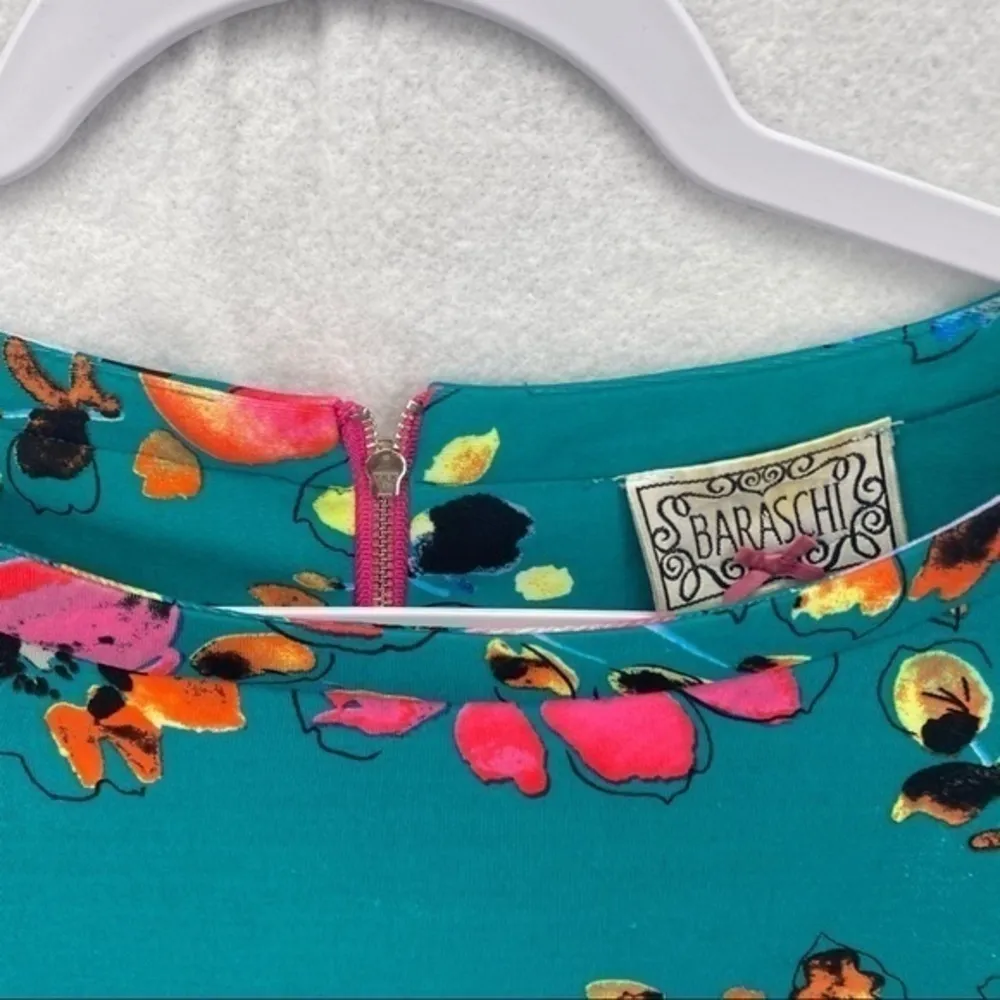 Baraschi Floral Print‎ Boatneck Top Green Size M - Image 5