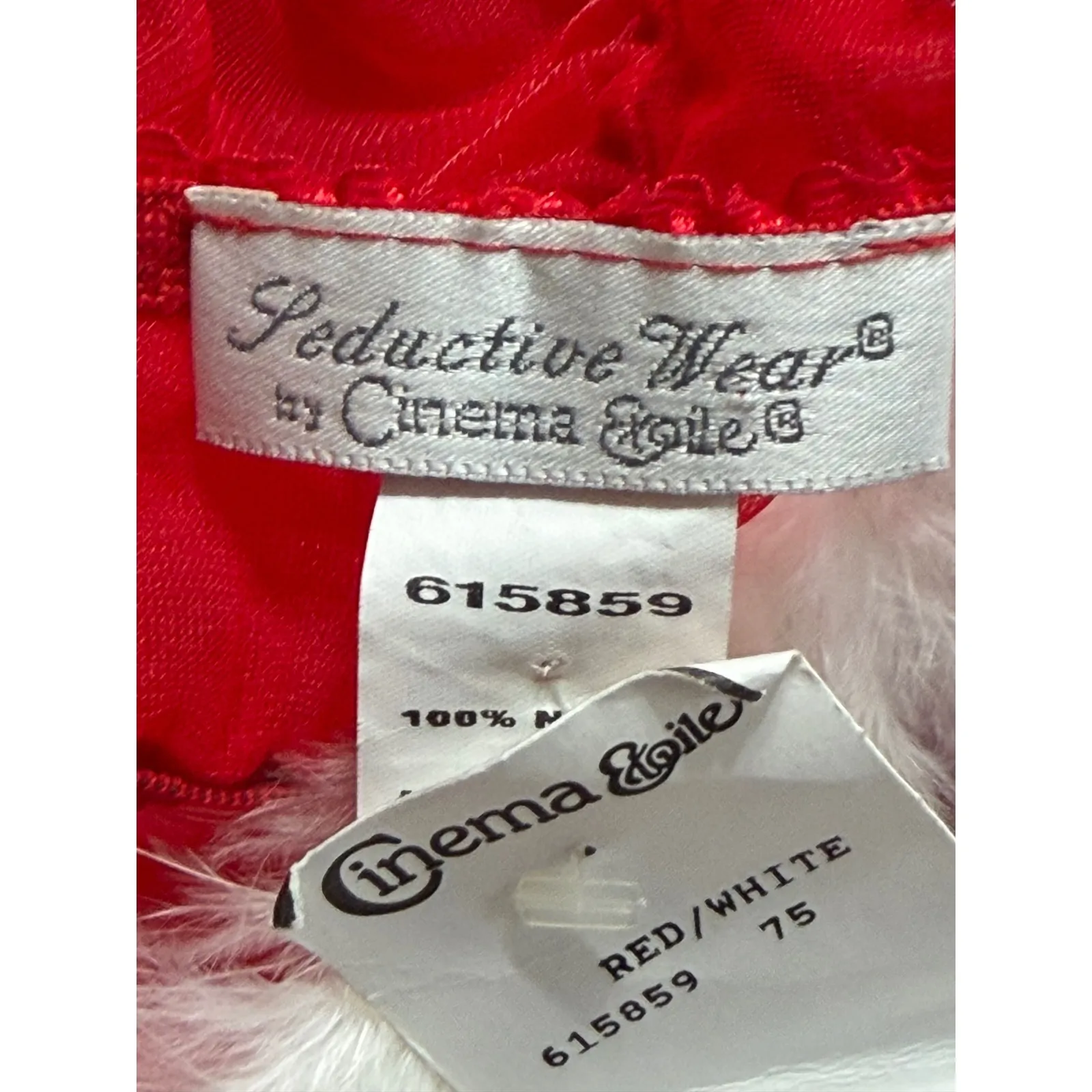 Seductive Wear by Cinema Etoile Red White Fur Trim Babydoll Teddy Lingerie XL - Image 5