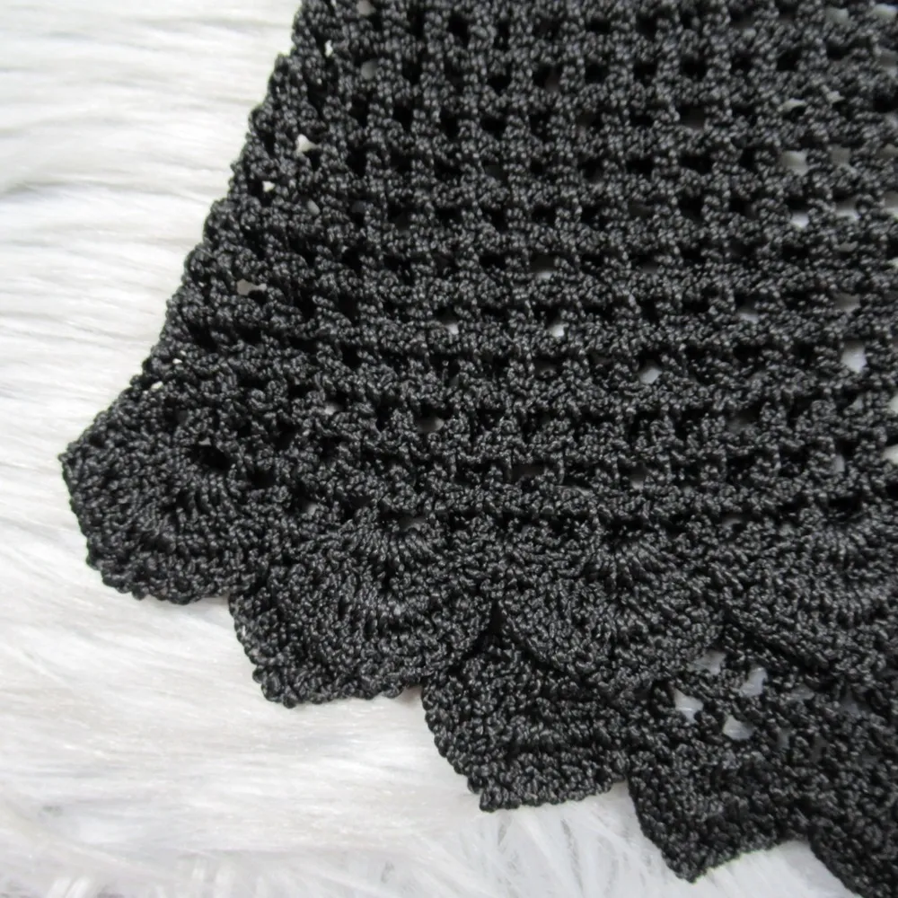 Crochet Tank Top Open Knit Black Cami Sheer Cut - Image 13