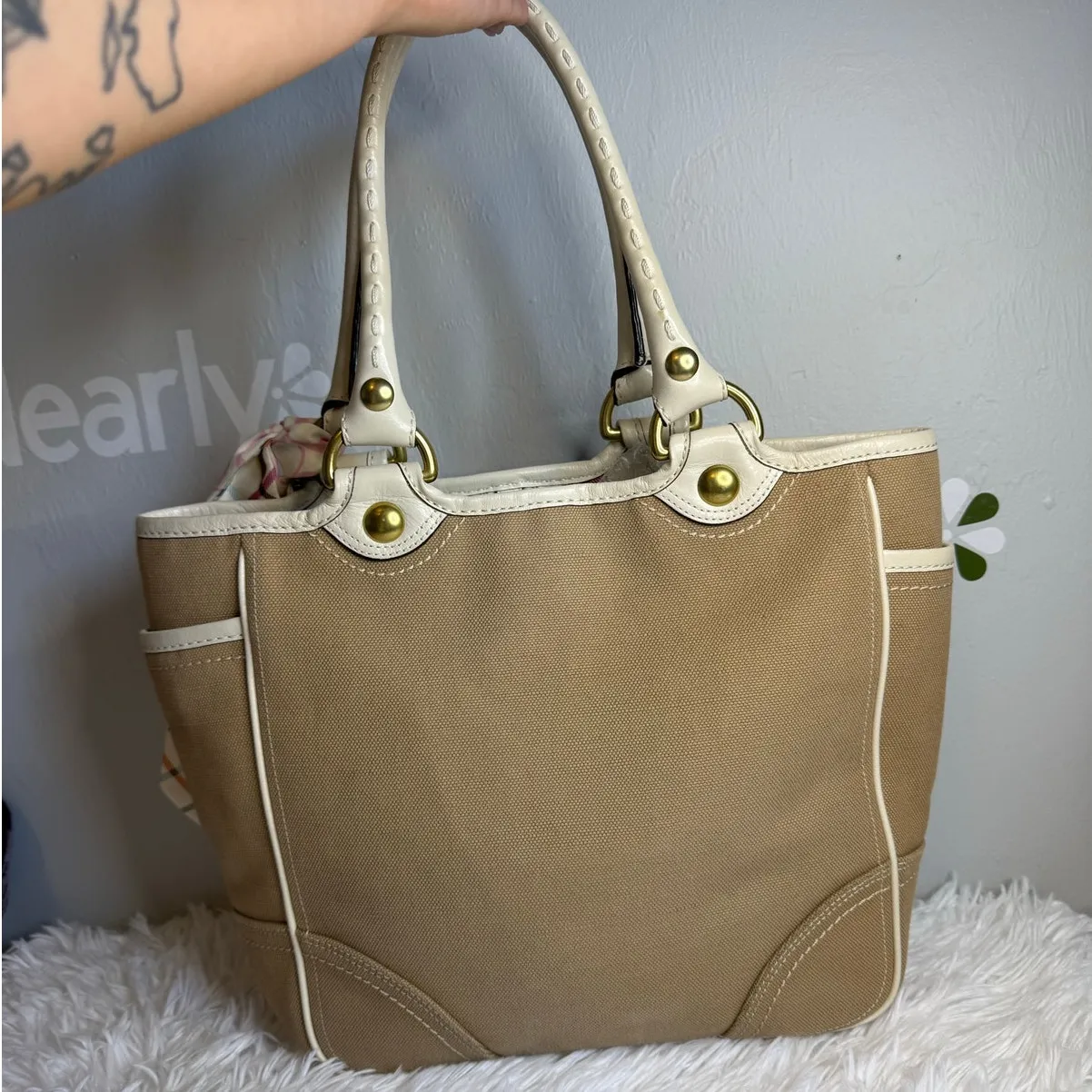 y2k COACH 2008 11791 Heritage Striped Tote Handbag - Image 2