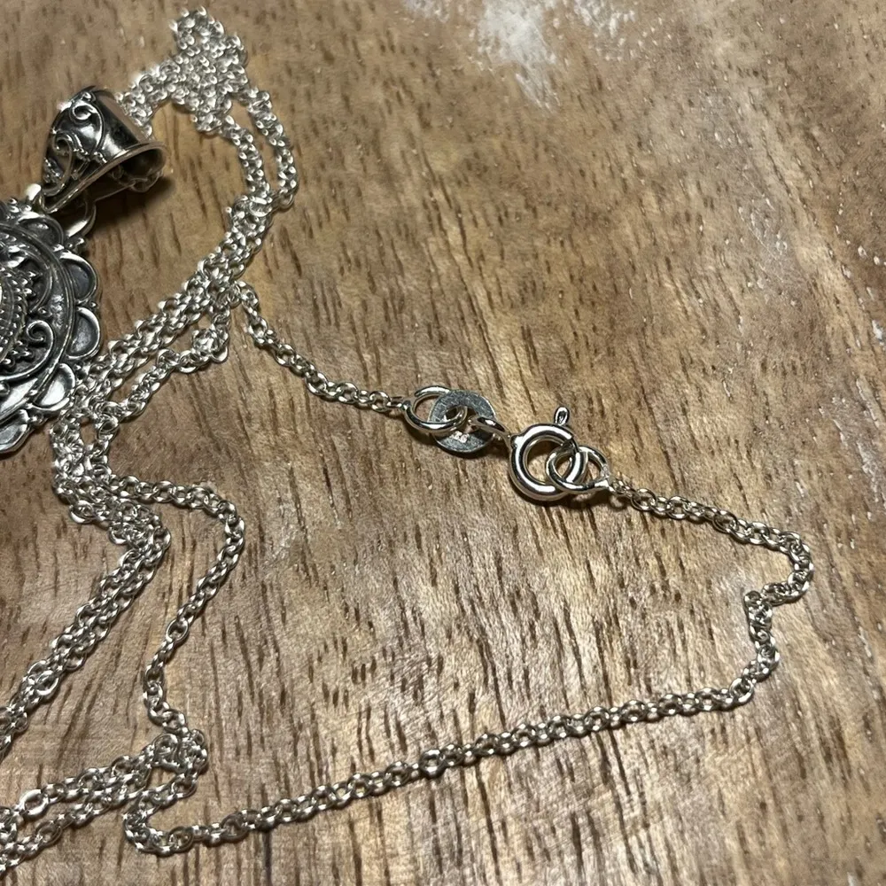 Faceted Ethiopian Opal Filigree Pendant 925 Sterling Silver Necklace - Image 12