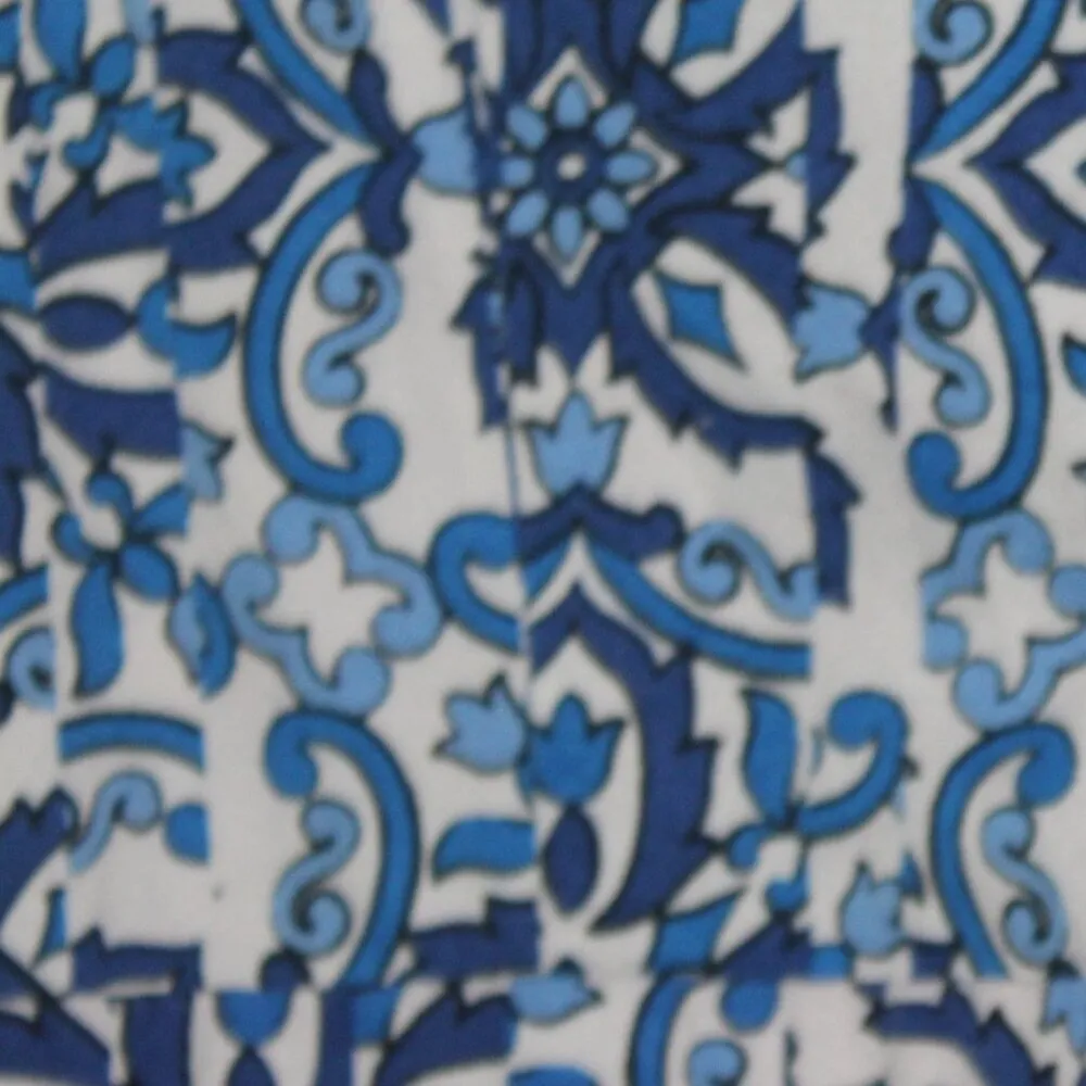 MILLY for Design Nation Blue and White Mosaic Print Sleeveless Dress Size 8 - Image 3