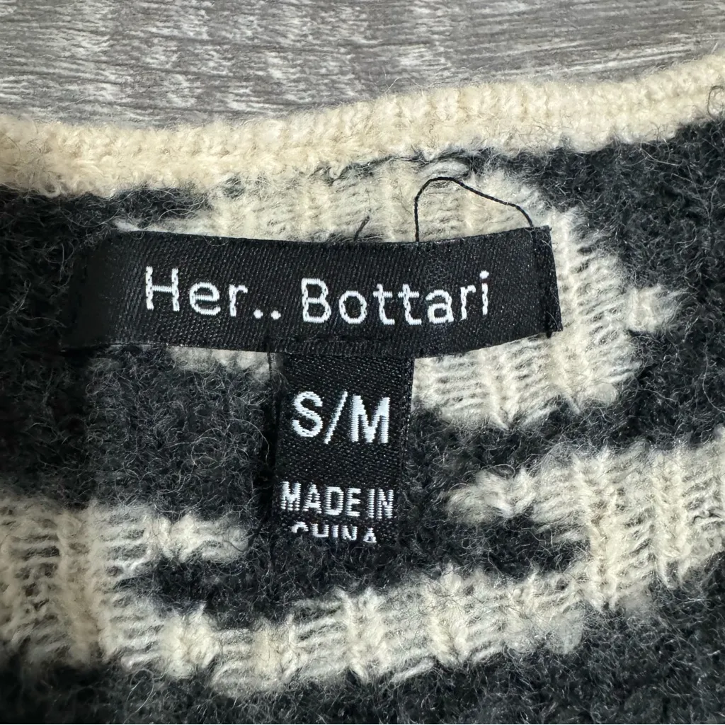 Her Bottari Women Tan Black Leopard Print Cardigan Oversized Long Sweater Sz S/M - Image 9