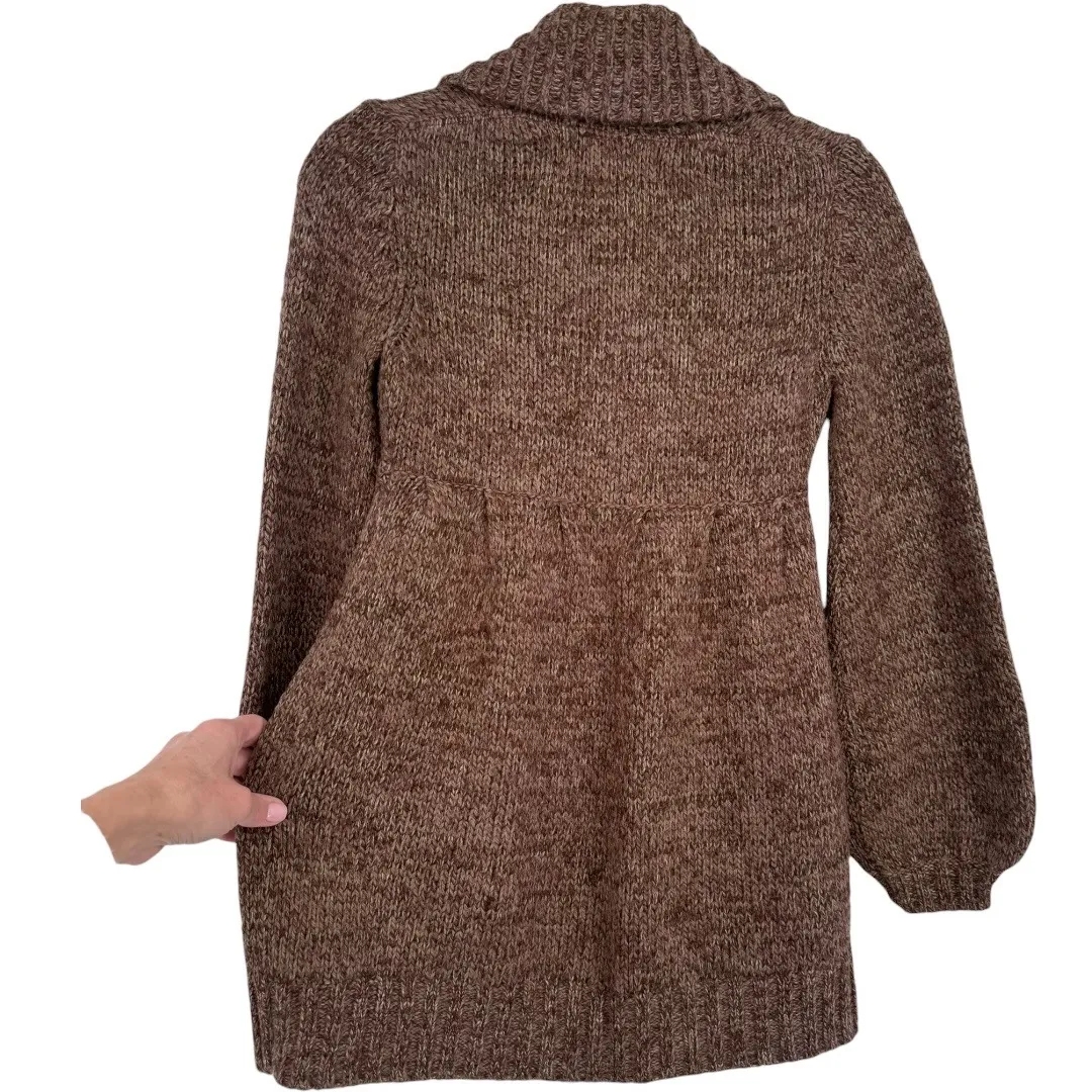 PANDEMONIUM Brown Wool Blend Shawl Collar Button Front Cardigan Sweater Sz Small - Image 8
