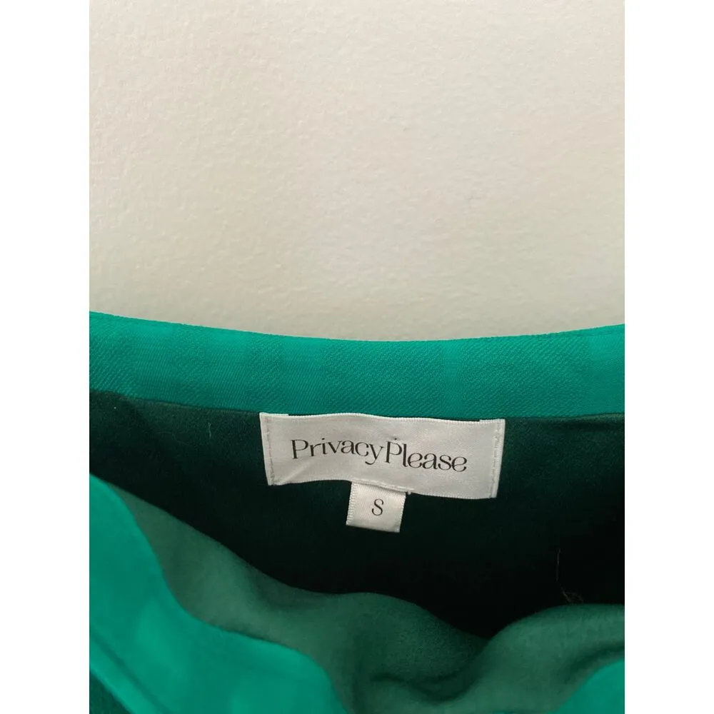 Privacy Please Henley Mini Dress in Green Faux Wrap Ruffle Flutter Summer EUC S - Image 6