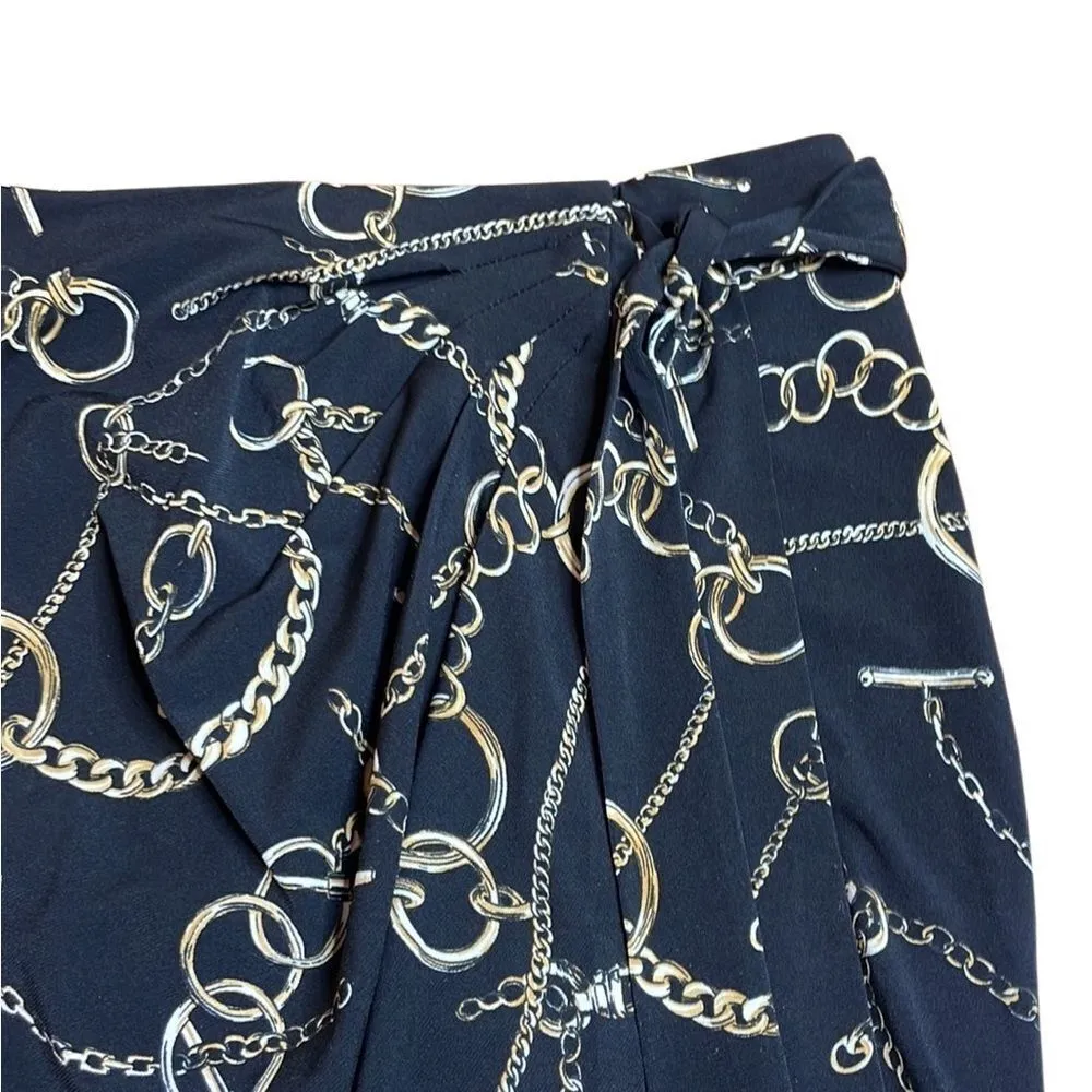 NWT Y2K vintage Cache black chain mini skirt Jersey Small tie front - Image 5