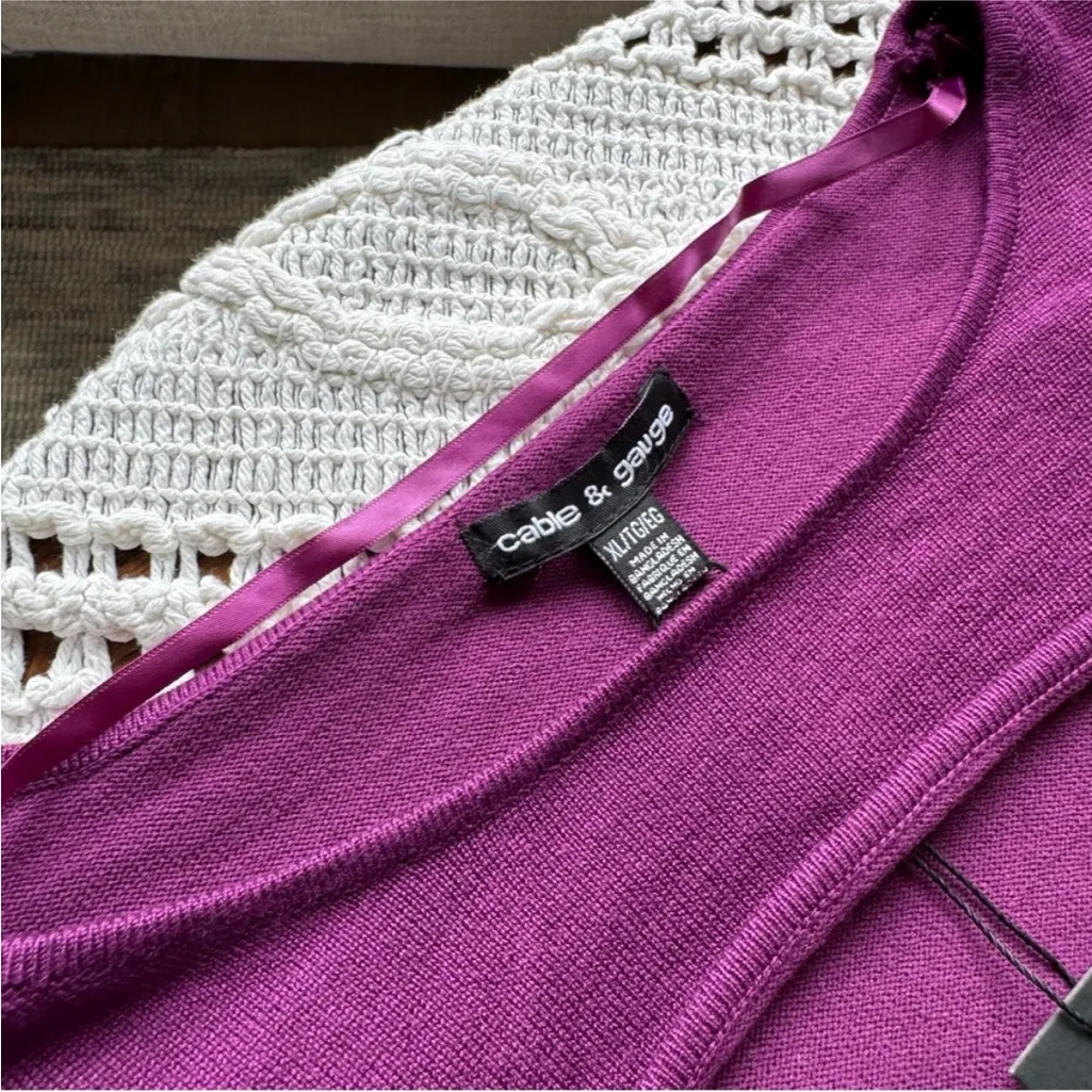 Cable & Gauge Rich Purple Crew Neck Sweater - Image 9