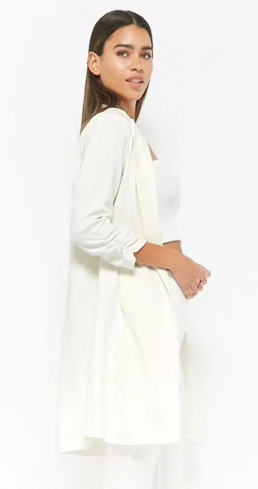 3/4 Sleeve White Blazer Size M - Image 3