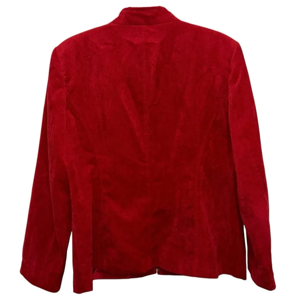 Dress Barn Red Full Zip Jacket Blazer - Image 3