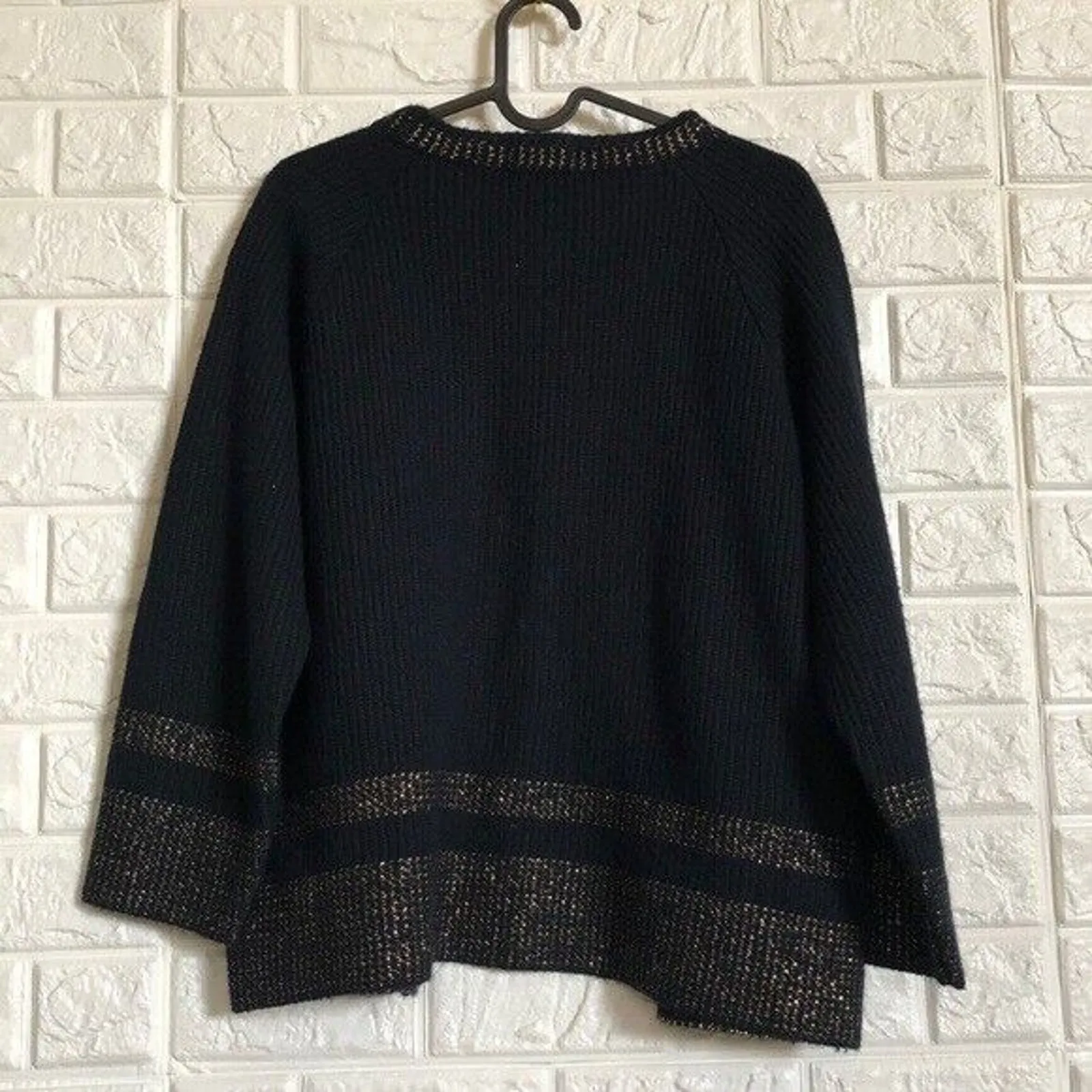 Vintage RosaLee Originals Of California open front cardigan Black W/ Gold Foil‎ Size M - Image 6