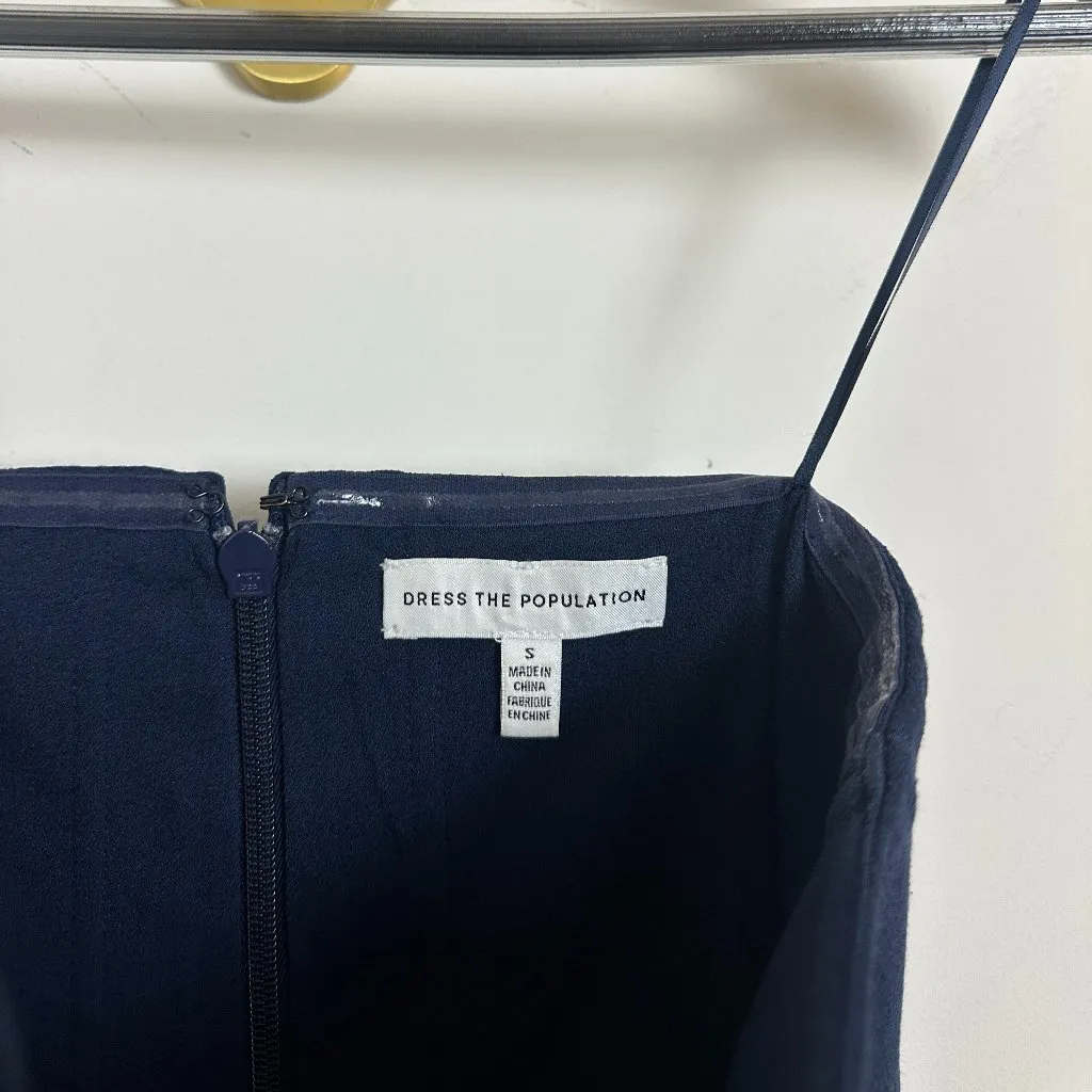 DRESS THE POPULATION Fernanda Strapless Evening Gown in Midnight Blue Size Small - Image 5