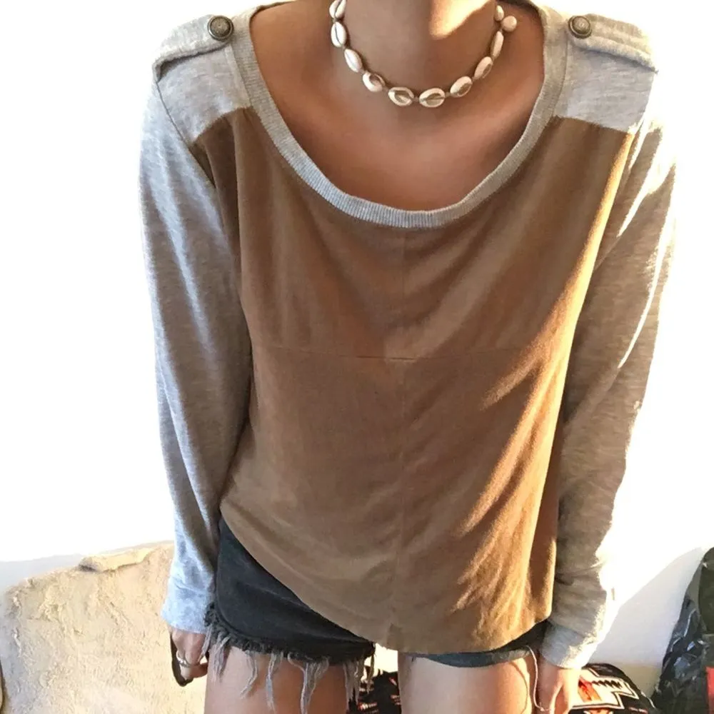 Brown and grey Suede sweater - Image 3