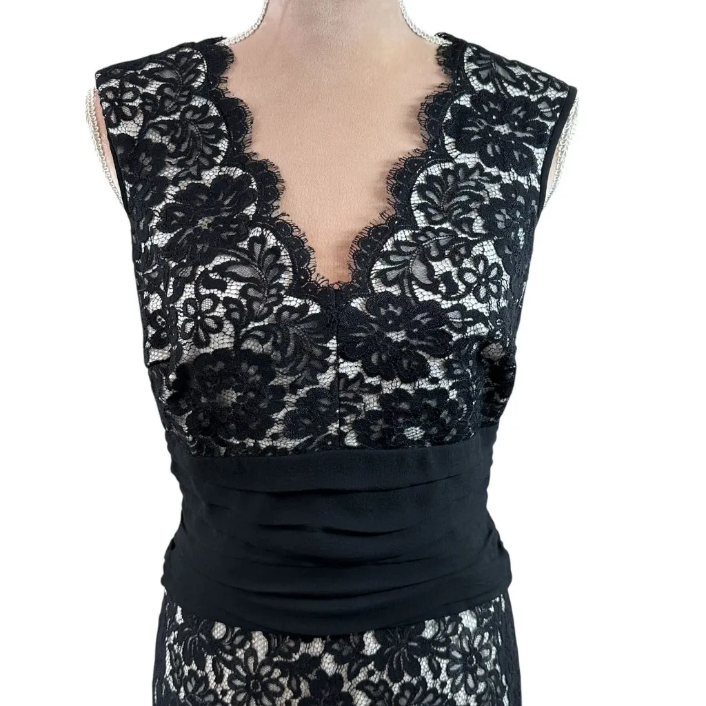 Tadashi Black Lace Overlay Cocktail Dress US Size 12 Petite - Image 3
