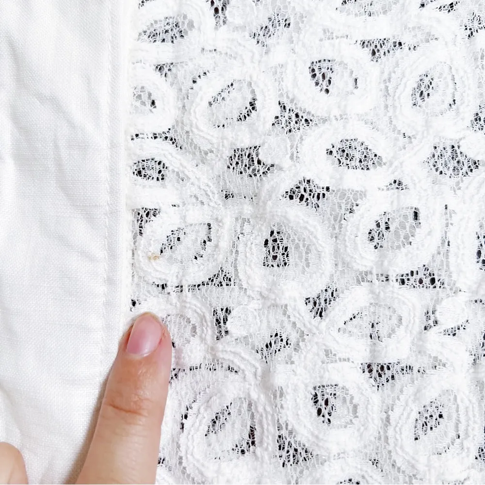 Yansi Fugel • lace dress & jacket set sleeveless shift snap front cotton cream Size L - Image 6