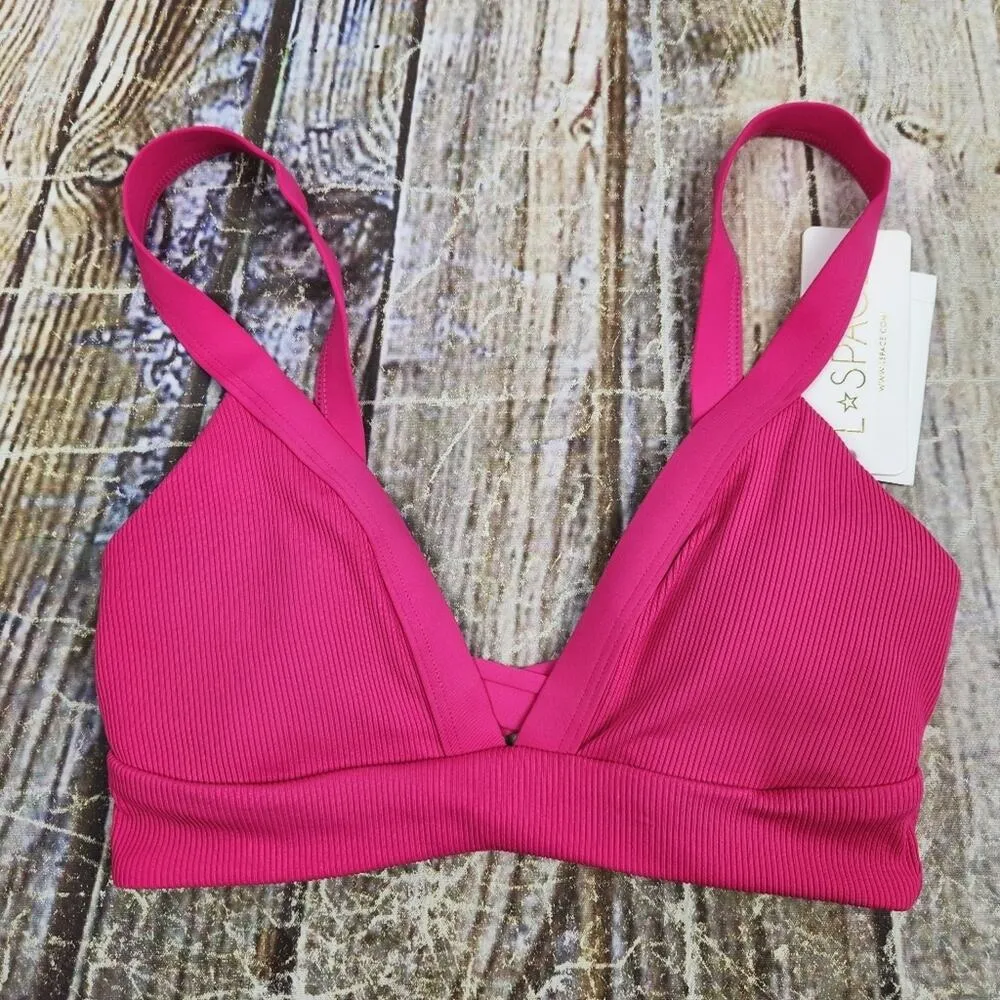 L*Space Vera Bikini Top in Bougainvillea Pink Ribbed Size XS NWT - Image 2