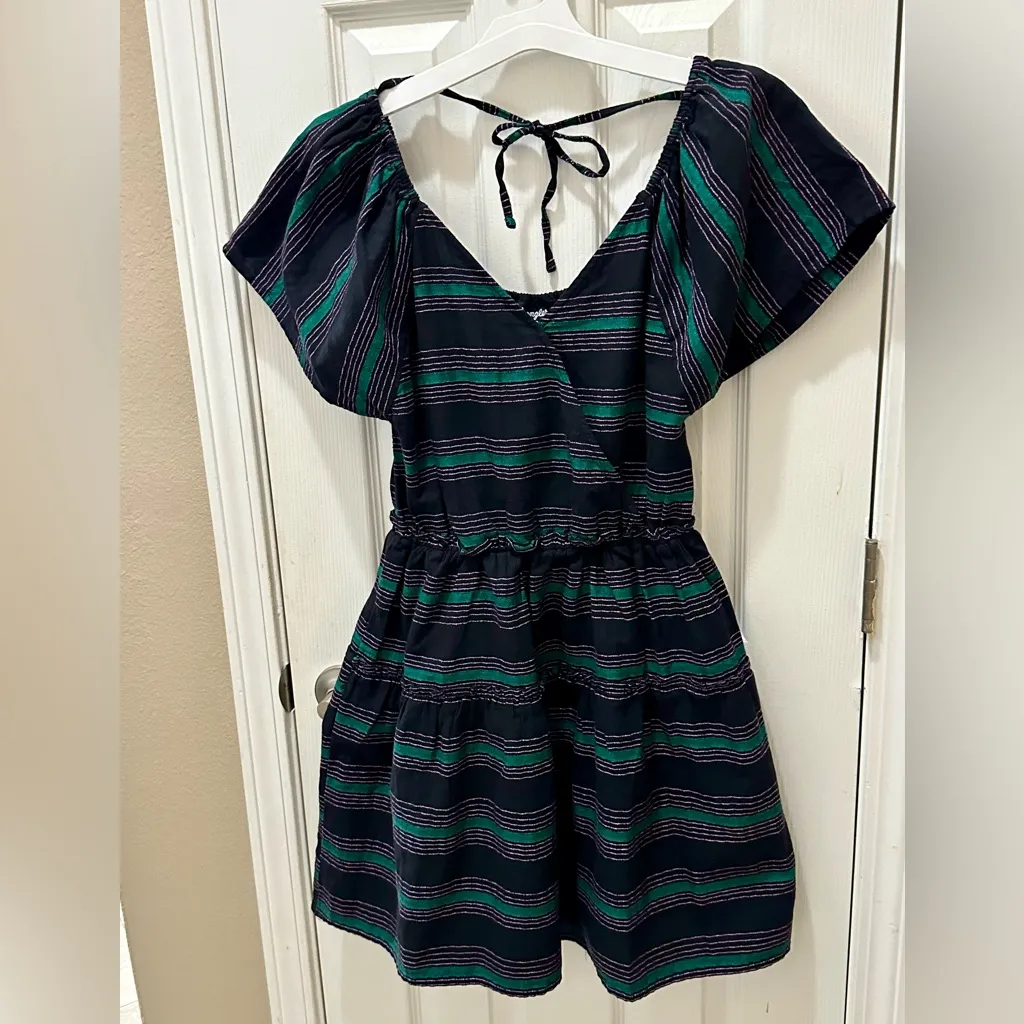 WRANGLER Retro mini dress striped black & teal size Medium - Image 11