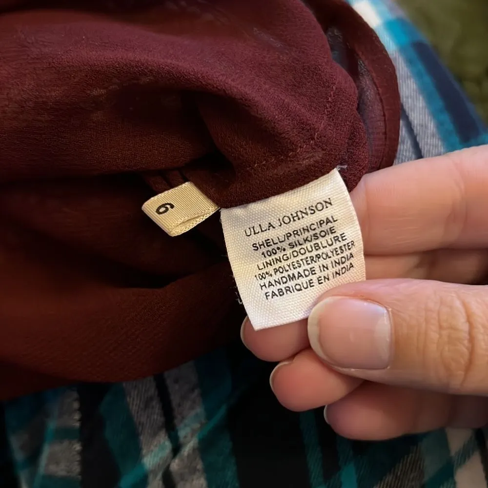 Ulla Johnson floral printed burgundy silk skirt 6 - Image 7