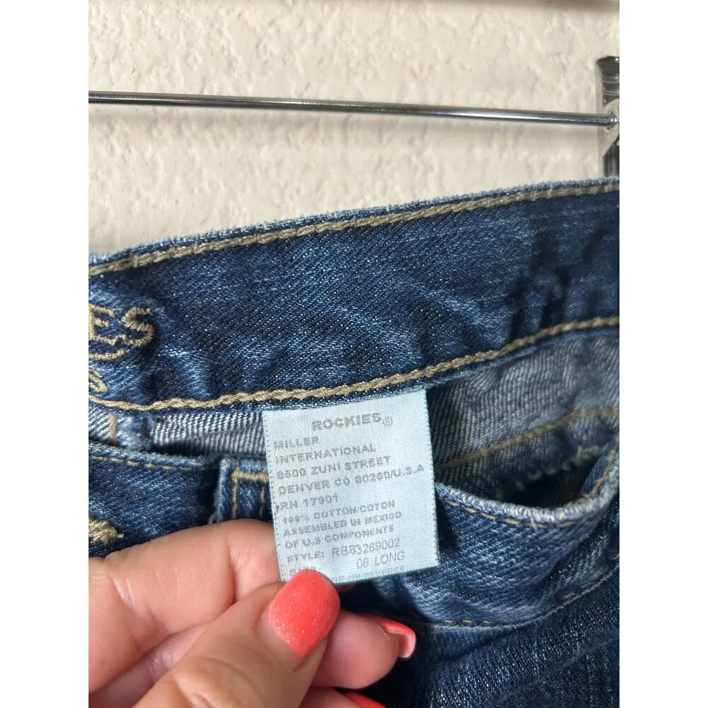 Vintage Rockies Jeans Women's Size 8 Long Dark Wash Denim Western Cowgirl Blue - Image 4