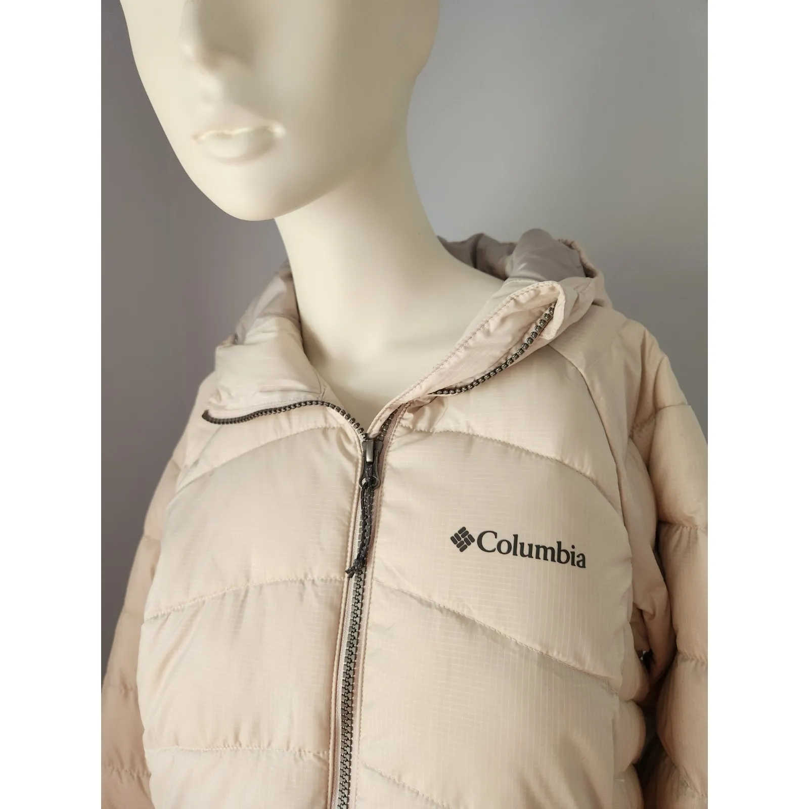 Columbia Karis Gale Long Hooded Puffer Jacket Off White Winter Coat Sz‎ Small - Image 12
