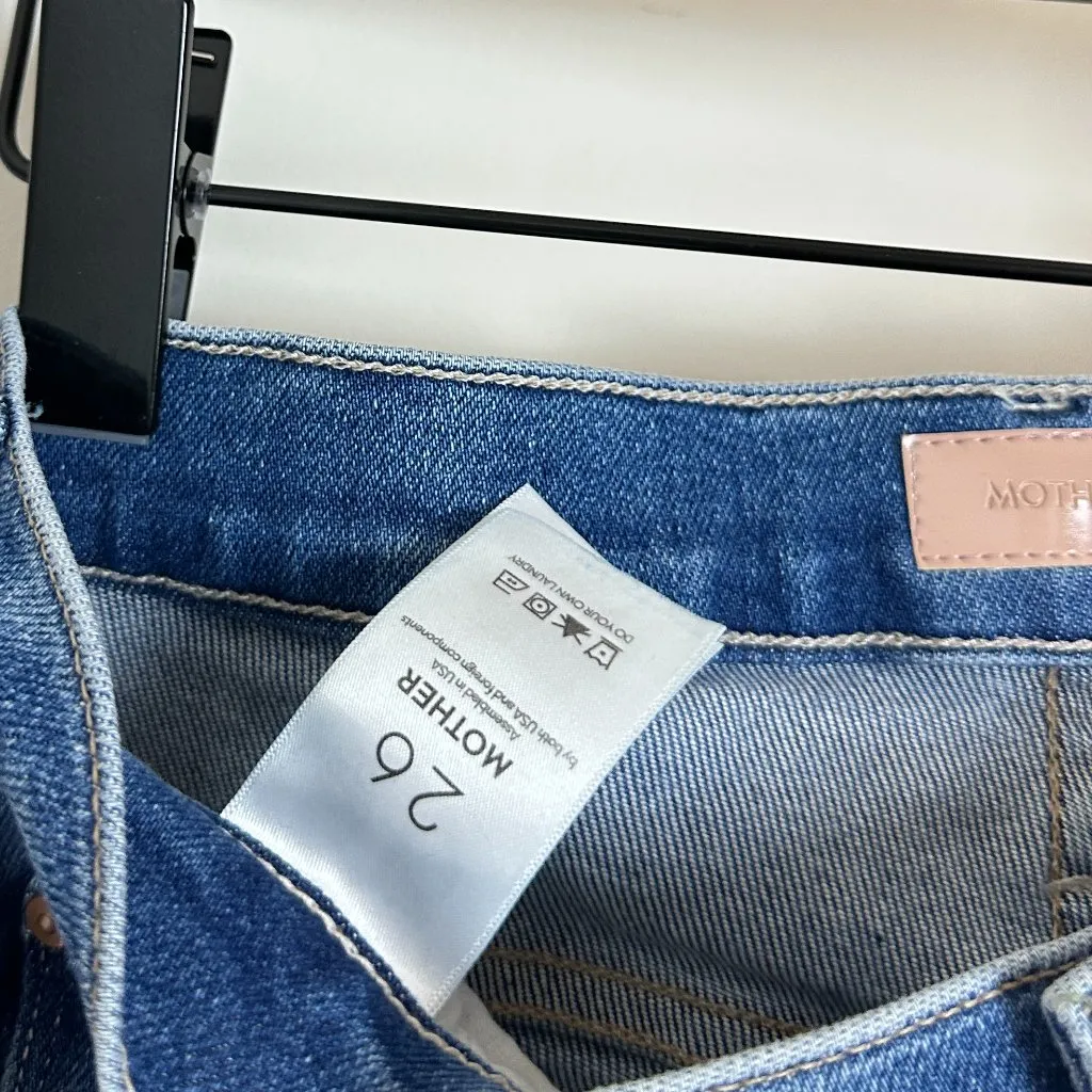 MOTHER The Dazzler Mid Rise Ankle Straight Leg Jeans in Wash Different Strokes Blue Size 26 - Image 9