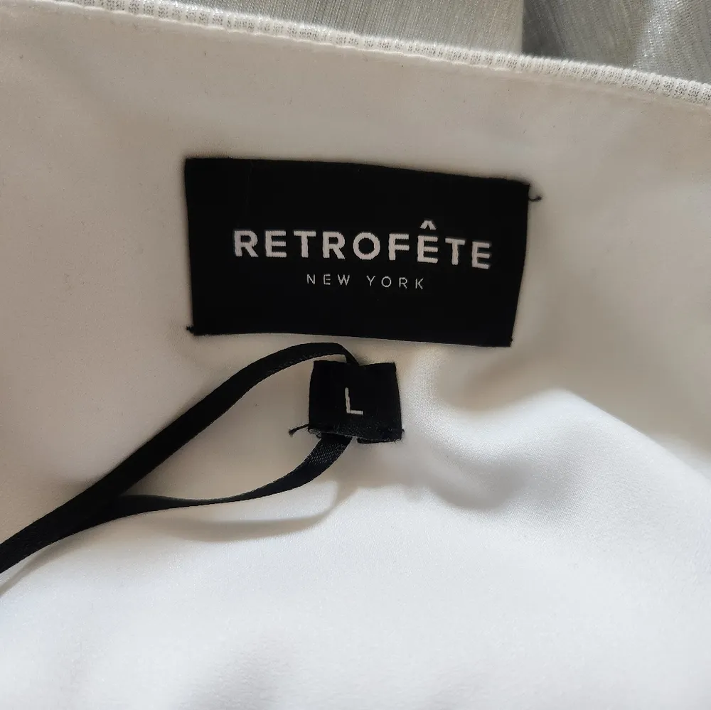 Retrofete Doss Dress in Silver/White Size Large Maxi NWT Spaghetti Straps - Image 12