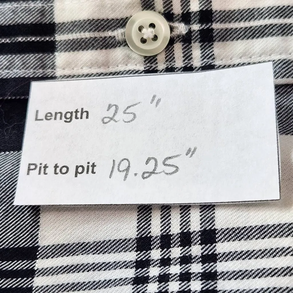 Talbots Petites Black and White Plaid Button Down Shirt Size Medium Petite - Image 9