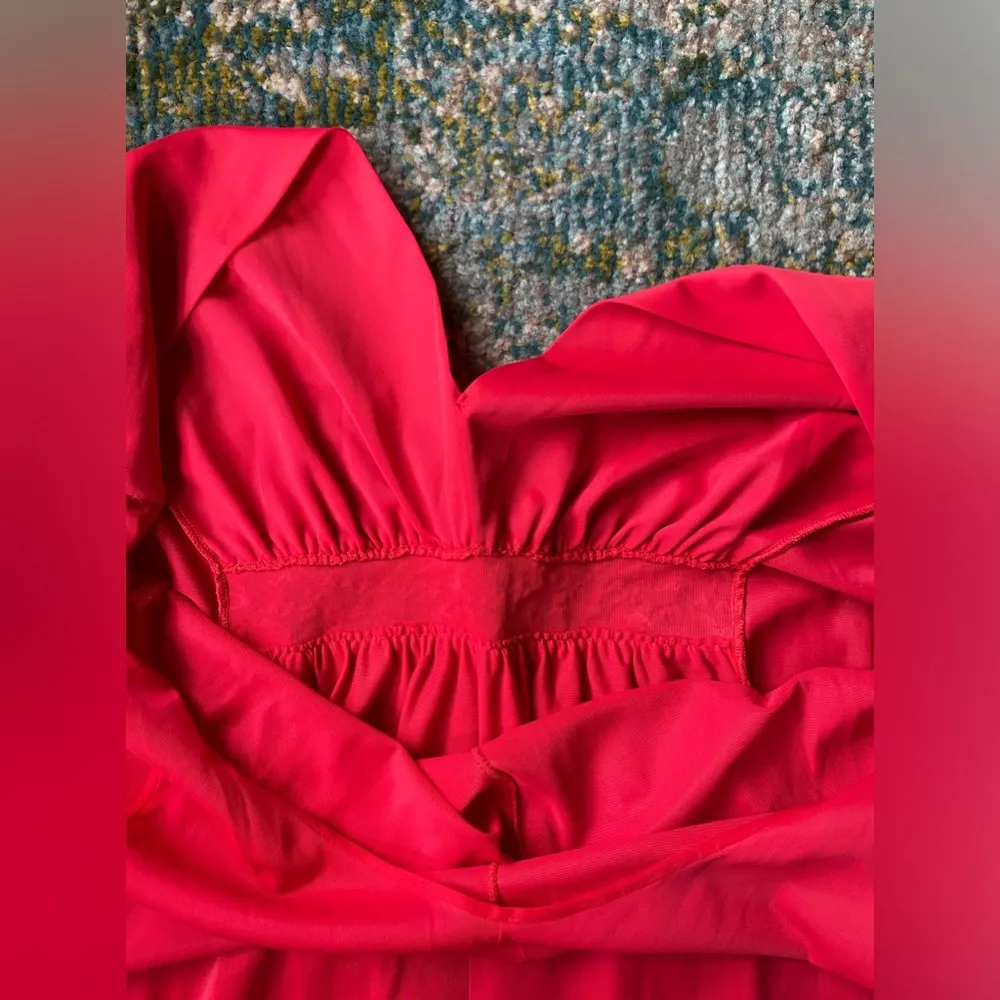 Vintage JCPenney red short lace trim night gown slip dress, size large - Image 4